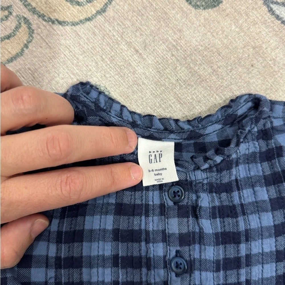 GAP Navy Plaid Baby Long Sleeve Blouse